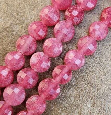 Natural Beads Strand Mm Natural Rhodochrosite Flat Round